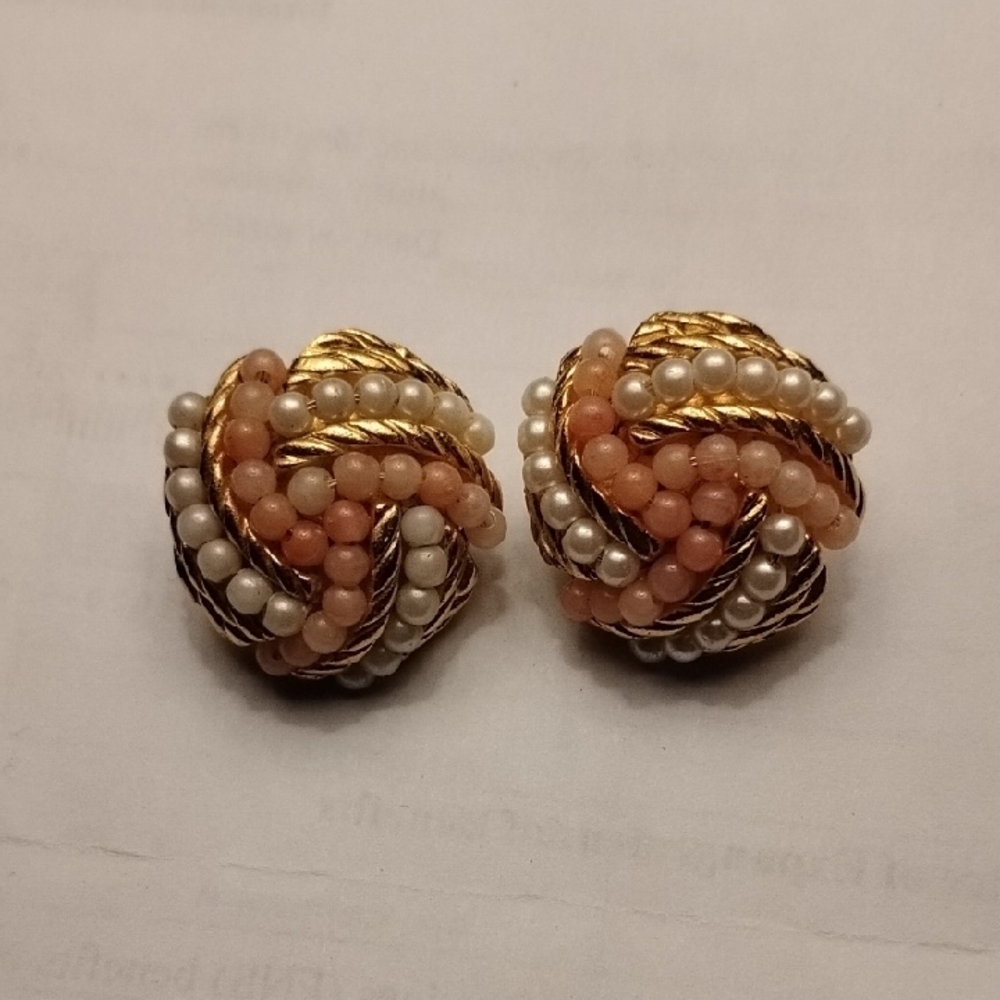 Avon Gold and Pearl Knot Earrings
